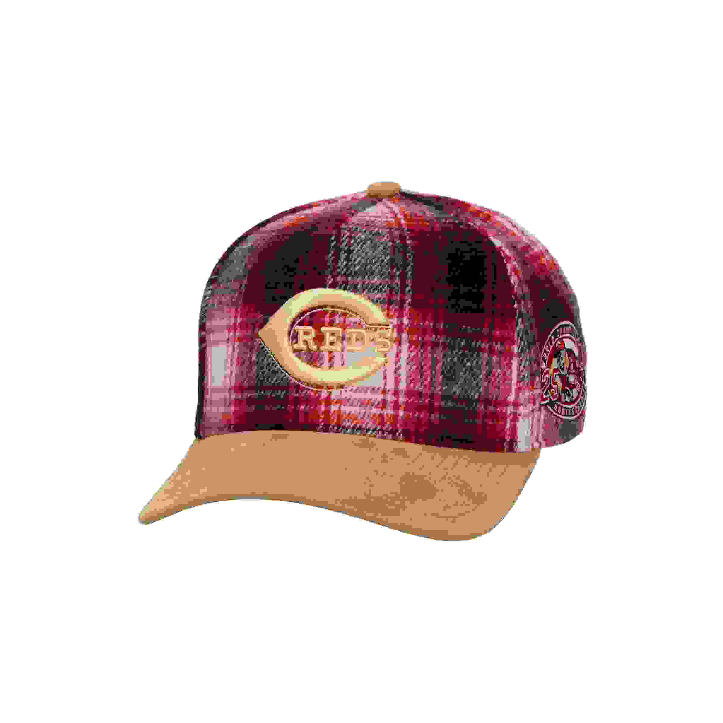 Mitchell & Ness Cincinnati Reds Plaid Red Snapback Hat